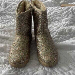 Cat & Jack Glittery Gold Kids Boots